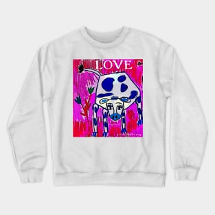 Blue Spotted Love Cow Crewneck Sweatshirt